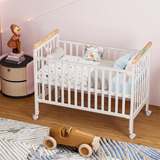 Patut din lemn bebe, +0 luni, 120x60 cm,  culoare alb, laterala culisanta, reglabil pe 3 nivele de inaltime, U-Grow