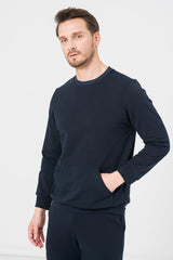 BLUZA COTON CASUAL BARBATI NAVY-M