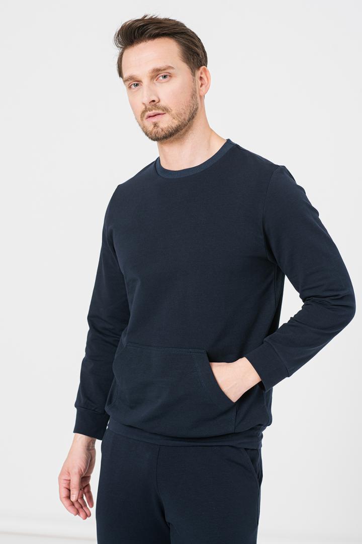 BLUZA COTON CASUAL BARBATI NAVY-M
