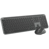 Kit wireless Logitech MK950 Signature Slim Combo, rezolutie mouse 4000 dpi, baterii mouse 1x AA (inclusa), tastatura wireless 2.4 GHz, baterii 2 x AA (incluse), gri