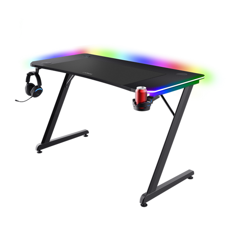 Masa gaming Trust GXT 710 Luminus Pro, iluminare RGB, greutate maxima suportata 150 kg, negru