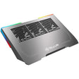Cooler laptop Tellur Shade, pentru laptpori cu dimensiunea de 17", 3 ventilatoare, conexiune USB-A sau USB-C plug and play, iluminare RGB LED, gri