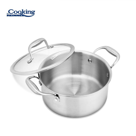 SEMIOALA INOX+CAPAC STICLA 20x10CM, 2.8L, ATOMIC3, COOKING BY HEINNER
