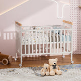 Patut din lemn bebe, +0 luni, 120x60 cm,  culoare alb, laterala culisanta, reglabil pe 3 nivele de inaltime, U-Grow
