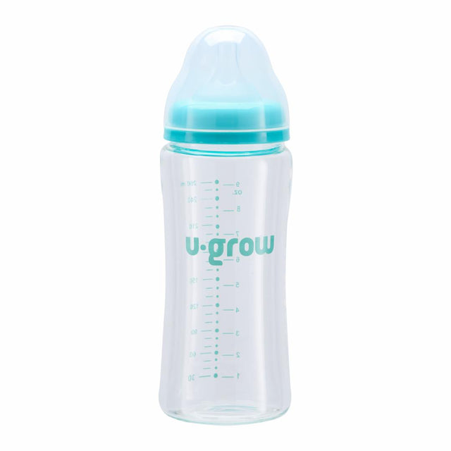 Biberon de sticla 260 ml+2 tetine extra, U-Grow