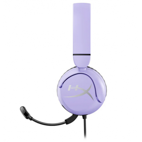 Casti gaming cu fir HyperX Cloud Mini, PC/Nintendo Switch/controllere PS/Xbox/tablete, volum limitat la 85dB, Bluetooth/Jack 3.5 mm, autonomie pana la 25 de ore, frecventa raspuns 20 Hz - 20 KHz, mov