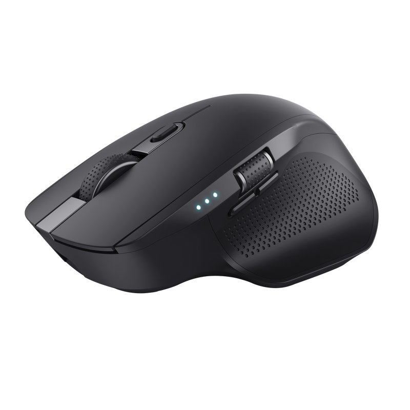 Mouse Trust Ozaa+, wireless RF 2.4GHz, bluetooth, conectivitate USB 1.1, 2.0, 3.0, rezolutie maxima 3200 DPI, negru