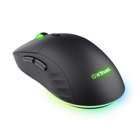 Mouse wireless Trust GXT 927 Redex+, rezolutie maxima 25600 DPI, senzor PAW3370, polling rate 125/250/500/1000Hz, iluminare full RGB, negru
