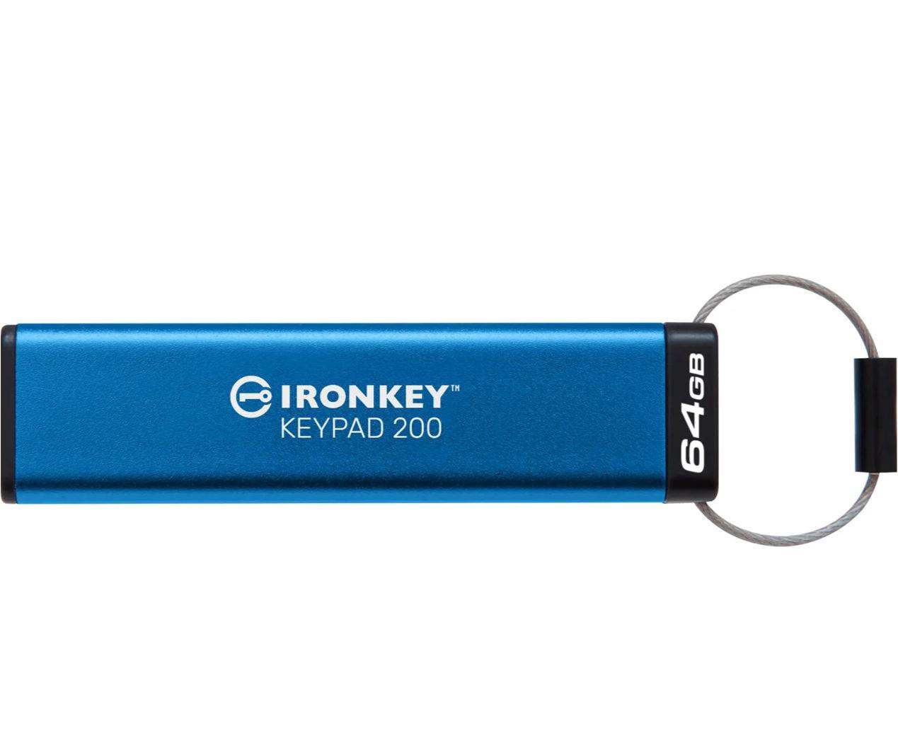 USB Flash Drive Kingston 64GB IronKey Keypad 200, USB 3.2 Gen1, FIPS140-3 Lvl 3 (Pending) AES-256 Encrypted