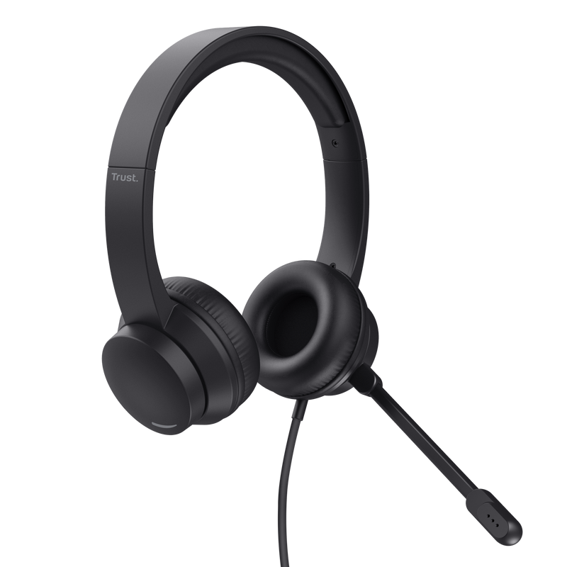 Casti Trust Ayda cu fir, interfata USB 3.0, frecventa de raspuns 20 Hz - 20.000 Hz, sensivitate 96 dB, negru