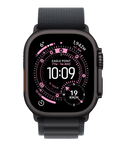 Apple Watch Ultra 3 GPS + Cellular 49mm Black Titanium Case with Black Alpine Loop - Large