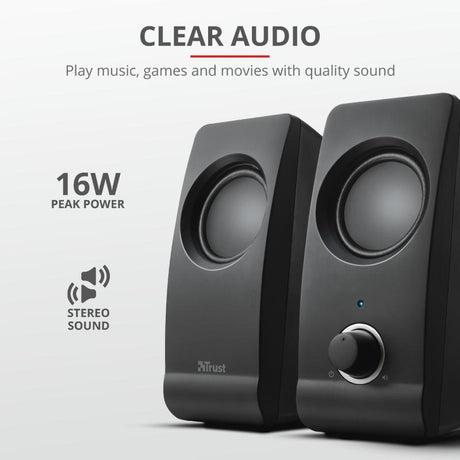 Boxe Stereo Trust Remo 2.0 Speaker Set, 8W, negru