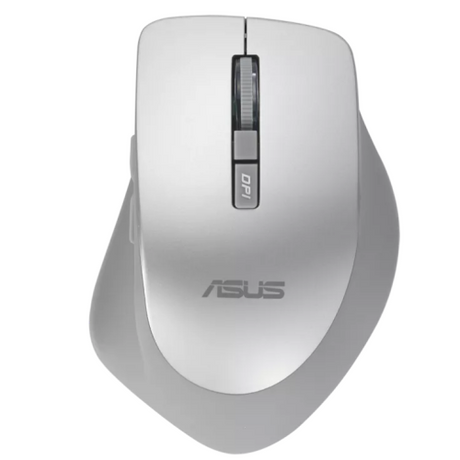Mouse wireless ASUS WT425 (PN 90XB0280-BMU0L0), culoare Silver, rezoluţie 1000/1600 dpi comutabil, conectivitate RF 2.4GHz cu dongle USB, ergonomie pentru mâna dreaptă, clicuri silenţioase, dimensiuni 106,84×74,73×39,13 mm, greutate 82 g (cu baterie), alimentare 1× baterie AA, compatibil Windows