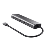 Hub Trust Halyx, 5 porturi USB-C 3.2 gen 1: 1 USB-C 100W PD port / 4 USB-C data ports, USB PD 3.0, gri