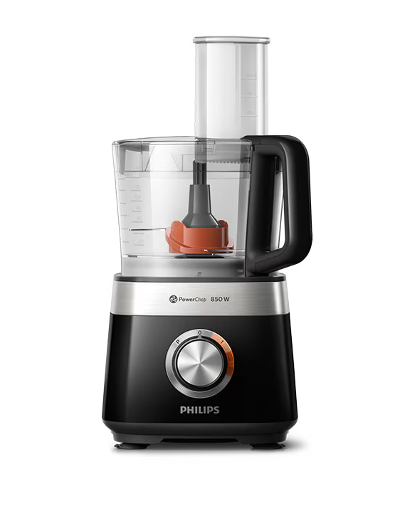 Robot de bucatarie PHILIPS Viva Collection HR7530/10, vas 2.1l, blender 1.5l, 850W, 2 trepte viteza, Negru