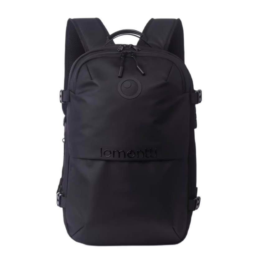 Lemontti Rucsac Smart Premium cu Vacuum si pompa vid 5 capete inclusa, 30-60L pentru cabina avion, impermeabil, doua mufe incarcare USB: USB-A si Type-C, extensie suplimentara, sistem antifurt, Negru