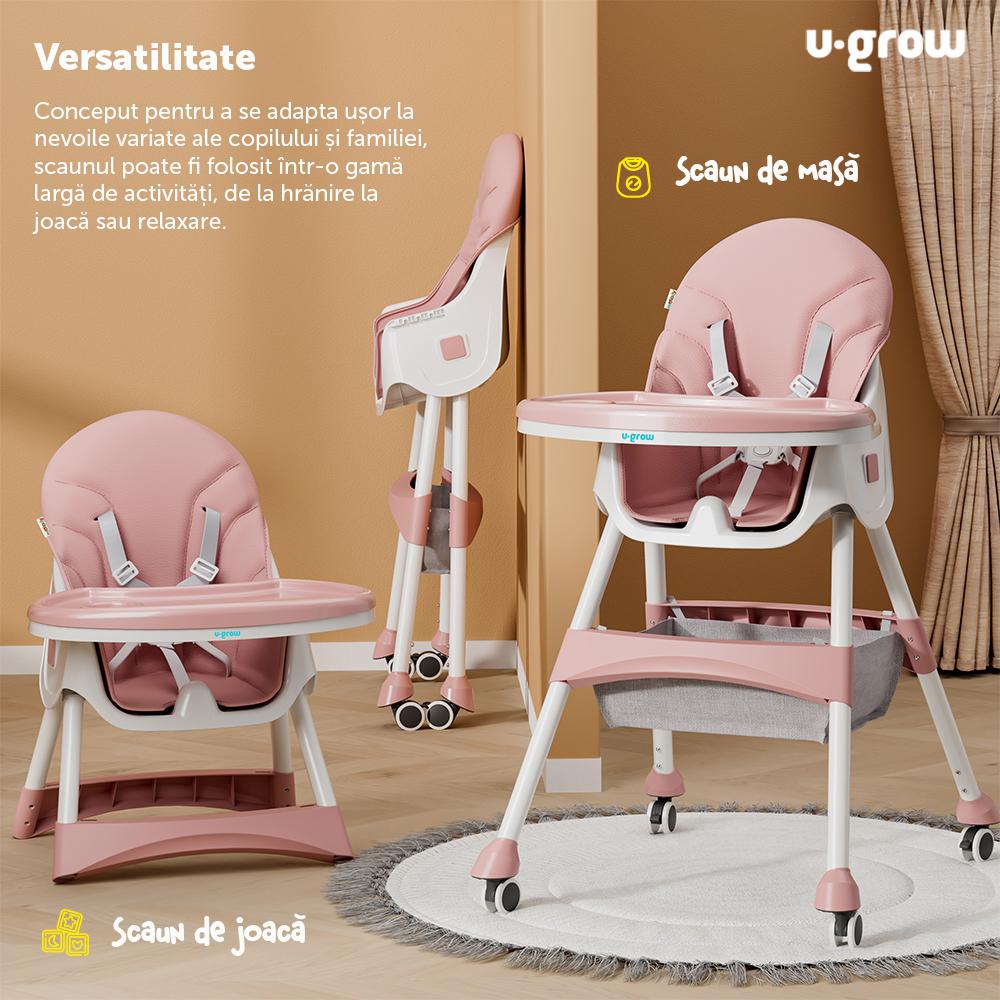 Scaun de masa 2 in 1, pliabil, roz, U-Grow