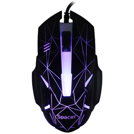 KIT Gaming Tastatura si Mouse Spacer SP-GK-01 cu fir, USB, tastatura RGB rainbow + mouse optic 7 culori, black