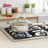 CASEROLA INOX CU CAPAC 16x7.5 CM, 1.5 L, MIKA