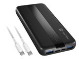 Baterie externa Natec, capacitate 10000 mAh, 3 porturi USB, baterie Li- Polymer, negru