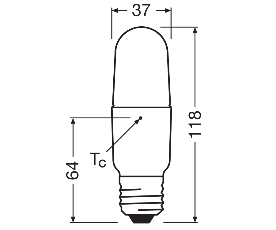 Bec LED Osram Parathom Stick, E27, 9.5W (75W), 1055 lm, lumina neutra(4000K), Ø3.6cm