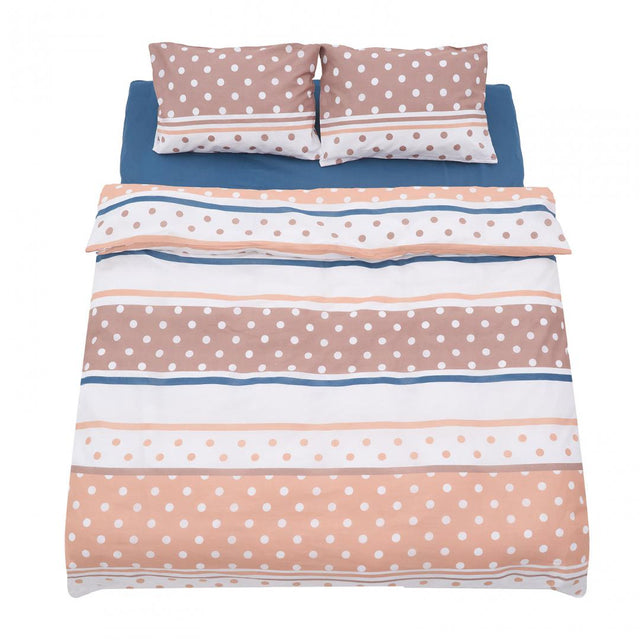 Lenjerie dubla 100% bumbac 4 piese, Polka