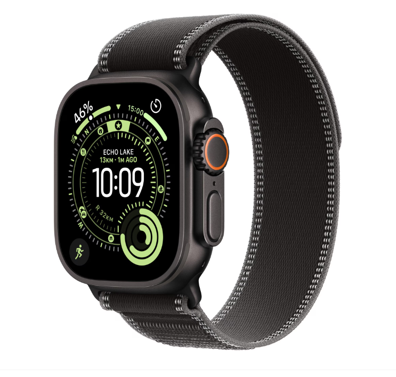 Apple Watch Ultra 3 GPS + Cellular 49mm Black Titanium Case with Black/Charcoal Trail Loop - M/L