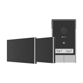 KIT VIDEINTERFON EZVIZ HP7 2-ENTRY, Senzor imagine: 1/2.7" Progressive Scan CMOS, Rezolutie 2K (2048x1296), Lentila: 2.0 mm @ F2.2, view angle: 162° (Diagonal) IR 6M, Compresie: H.265 / H.264 Ecran interior: 7 "touch screen, 1024x600 Conexiune: 2xFire ( Maxim 4 fire ), Conectivitate: IEEE802.11b