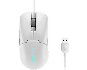 Mouse gaming Lenovo Legion M300s, Iluminare RGB, 8k DPI, Sensor Pixart, Glacier White