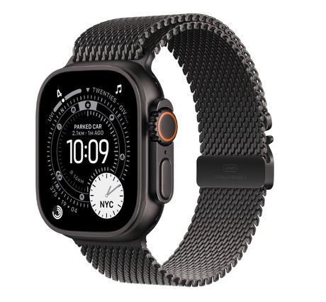 Apple Watch Ultra 3 GPS + Cellular 49mm Black Titanium Case with Black Titanium Milanese Loop - Medium