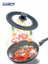 CAPAC STICLA CU MARGINE DIN SILICON AJUSTABILA PE 3 DIMENSIUNI 28/30/32 CM, GRI, COOKING BY HEINNER