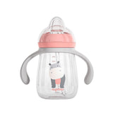 Pachet 3 in 1 cana 260 ml tritan cu 3 accesorii diferite pentru baut : tetina biberon, cioc , pai, dark pink, U-Grow