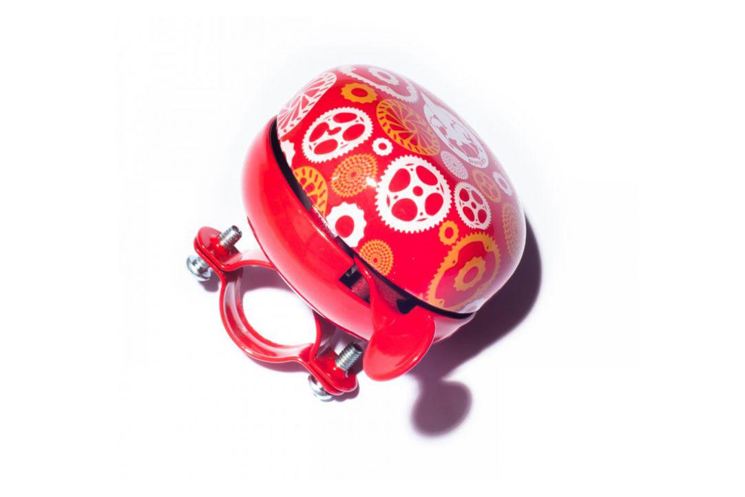 Sonerie Ding-Dong Pegas 60mm, model 8, Otel, Rosu cu Alb+Galben