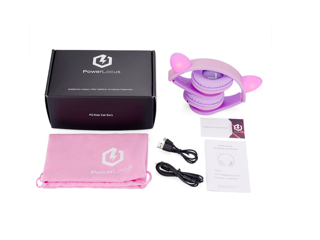 Casti Over-ear POWERLOCUS KidsCat, wireless, Multicolor