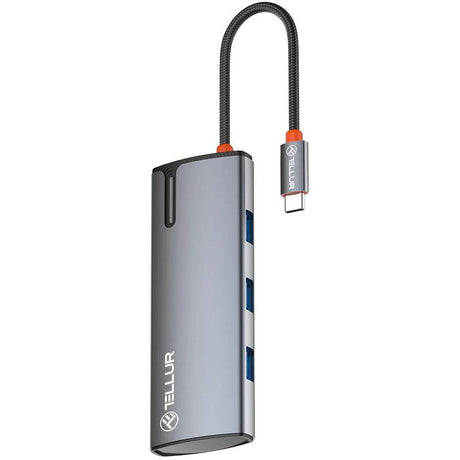Hub USBC 3.0 Tellur, porturi 1 x HDMI, 3 x USB 3.0, 1 x USB-C, dimensiuni 42 x 112.5 x 16.5 mm, gri