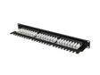 Patch panel 24 porturi 1U 19" Cat.5e UTP cu organizator cabluri, negru