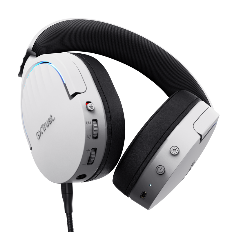 Casti gaming Trust GXT 491W Fayzo wireless, conectivitate bluetooth, incarcare USB-c, frecventa de raspuns 20 Hz - 20.000 Hz, sensivitate 100 dB, alb