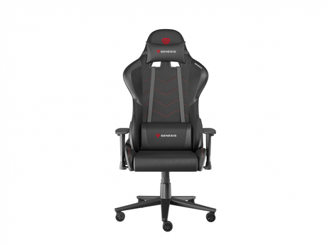 Scaun gaming Genesis Nitro 550 G2, material Synthetic PU + Textil, reglabil pe inaltime, greutate maxima suportata 150 kg, inaltime scaun reglabil 46.5 - 53.5 cm, spatar ajustabil 150°, dimensiuni roti 60mm, negru