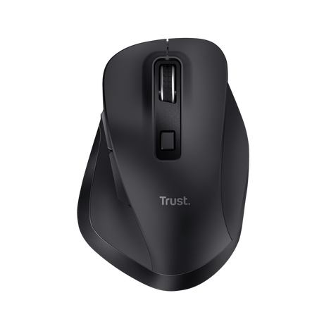 Mouse Trust Fyda ergonomic, reincarcabil, wireless RF 2.4GHz, USB2.0, 6 butoane, rezolutie 2400 DPI, negru