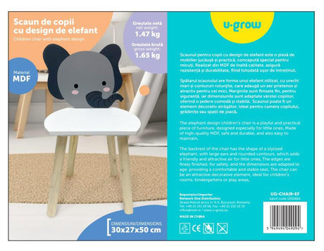 Scaun copii, MDF,design elefant, U-Grow