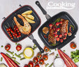 TIGAIE DUBLA DREPTUNGHIULARA TIP GRILL, ALUMINIU, 36x24x7.5 CM,DARK LINE CLASSIC,COOKING  BY HEINNER