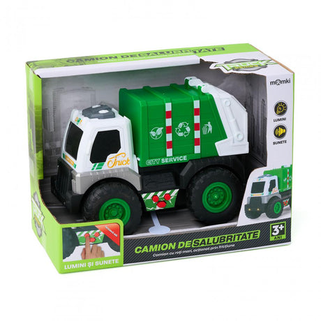 CAMION DE SALUBRITATE CU LUMINI, SUNETE SI DETALII MOBILE, MOMKI