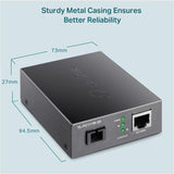 "10/100 Mbps RJ45 to 100 Mbps Single-mode SC WDM Bi-Directional Fiber Converter PORT: 1× 100Mbps SC Port, 1× 10/100M RJ45 Port (Auto MDI/MDIX) SPEC: Full-duplex, Tx:1310 nm, Rx:1550 nm, Up to 20 km, Chassis TL-FC1420 Rack-mountable"