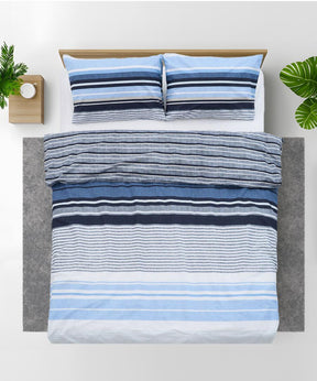 Lenjerie dubla,100% bumbac,4 piese, Azul