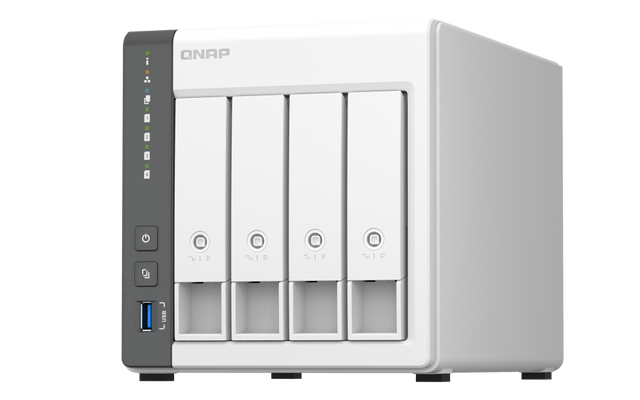 NAS QNAP 433 4-Bay, CPU ARM 2.0GHz Quad core, RAM 4GB, HDD 2.5"/3.5" SATA 6Gbps (neincluse), LAN: 1 x 2.5GbE + 1 x GbE, USB3.2 Gen1: 1 USB2.0: 2, tower, adaptor alimentare, garantie 2 ani