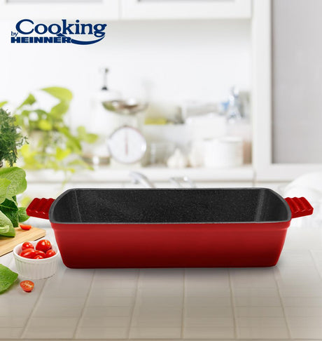 TAVA FONTA EMAILATA, 33x23x7 CM, RED LINE, COOKING BY HEINNER