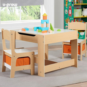 Set masuta si 2 scaune , lemn natur, U-Grow