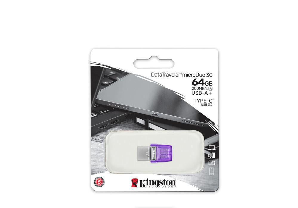 Memorie USB Flash Drive Kingston 64GB DT MicroDuo, USB 3.0, micro USB 3C