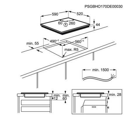 Plita incorporabila Electrolux EIT61443B, Inductie, 4 zone de gatit, Touch control, 60 cm, Sticla neagra