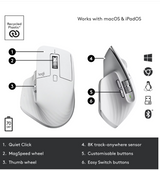 Mouse Wireless Logitech MX Master 3S Performance Wireless Mouse, 8000 dpi, Alb
